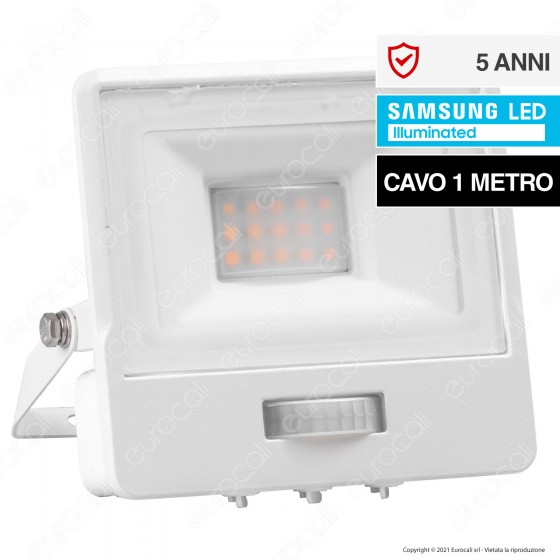 V-Tac VT-118S-1 Faretto LED SMD 10W IP65 Chip Samsung Sensore