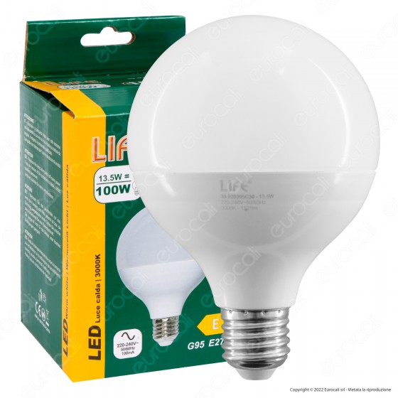 Life Lampadina LED E27 13.5W Globo G95 SMD - mod. 39.920395C30 Life Lampadina LED E27 13.5W Globo G95 SMD - mod. 39.920395C30