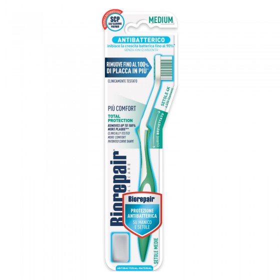 Biorepair Spazzolino Curve Antibatterico Medium a Setole Medie Total Biorepair Spazzolino Curve Antibatterico Medium a Setole Medie Total