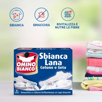 Omino Bianco Sbianca Lana Cotone e Seta - Confezione da 5 Bustine