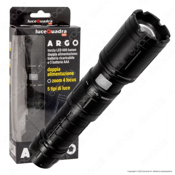 CFG Luce Quadra Argo Torcia LED Professionale Multifunzione IP44 con CFG Luce Quadra Argo Torcia LED Professionale Multifunzione IP44 con
