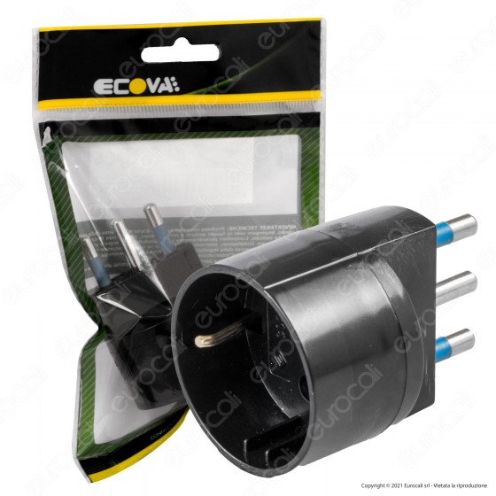 Ecova Adattatore Singolo Spina 16A 2P+T con Presa 10A 2P+T + Schuko Ecova Adattatore Singolo Spina 16A 2P+T con Presa 10A 2P+T + Schuko