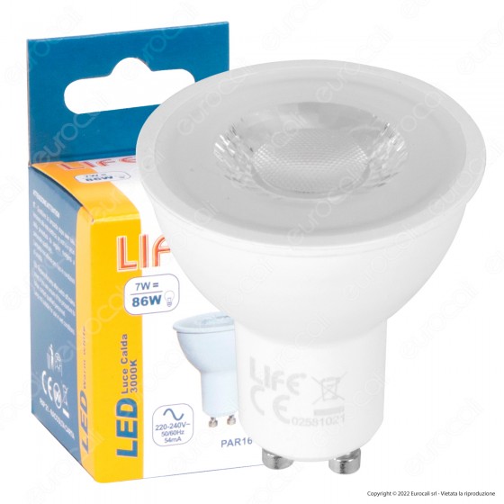 Life Lampadina LED PAR16 GU10 7W Faretto Spotlight SMD - mod. Life Lampadina LED PAR16 GU10 7W Faretto Spotlight SMD - mod.