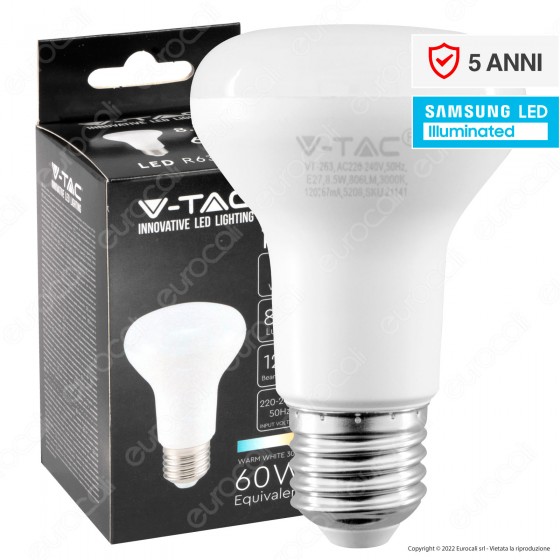V-Tac VT-263 Lampadina LED E27 8.5W Reflector R63 SMD Chip V-Tac VT-263 Lampadina LED E27 8.5W Reflector R63 SMD Chip