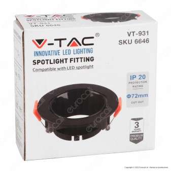 V-Tac VT-931 Portafaretto Rotondo Orientabile da Incasso per