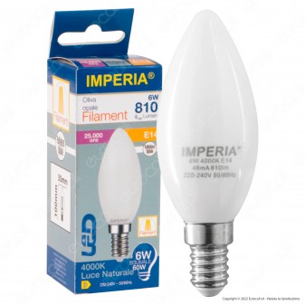 Imperia Lampadina LED E14 6W Candela C35 Filament Milky - mod.