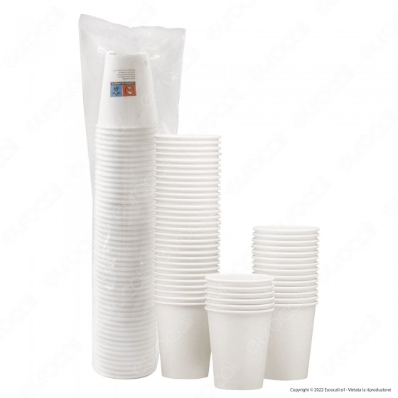 50 Bicchieri in Carta Biodegradabile Colore Bianco per Bevande Calde 50 Bicchieri in Carta Biodegradabile Colore Bianco per Bevande Calde