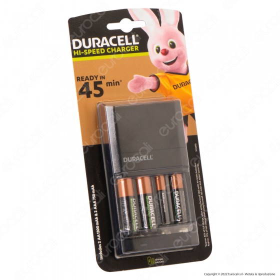 Duracell Hi-Speed Charger 45 Minuti Caricabatterie CEF27 + 2 Pile AA Duracell Hi-Speed Charger 45 Minuti Caricabatterie CEF27 + 2 Pile AA