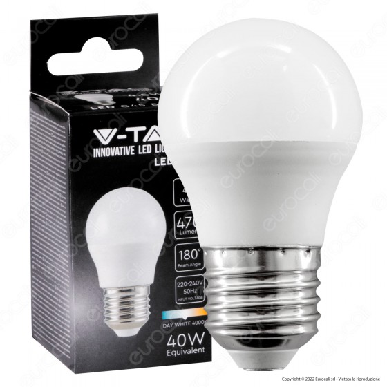 V-Tac VT-1879 Lampadina LED E27 4.5W Bulb G45 MiniGlobo SMD - V-Tac VT-1879 Lampadina LED E27 4.5W Bulb G45 MiniGlobo SMD -