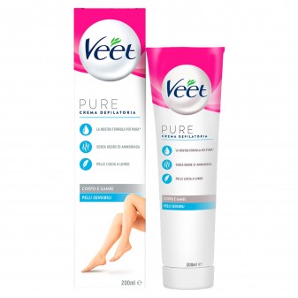 Veet Pure Crema Depilatoria Idratante per Pelli Sensibili - Flacone