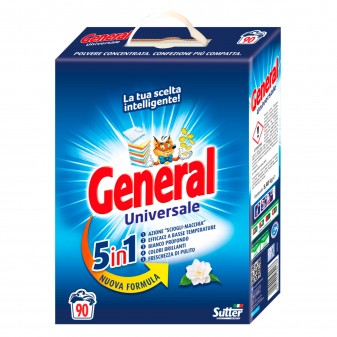 General Universale 5in1 Detersivo in Polvere per Lavatrice 90 Lavaggi