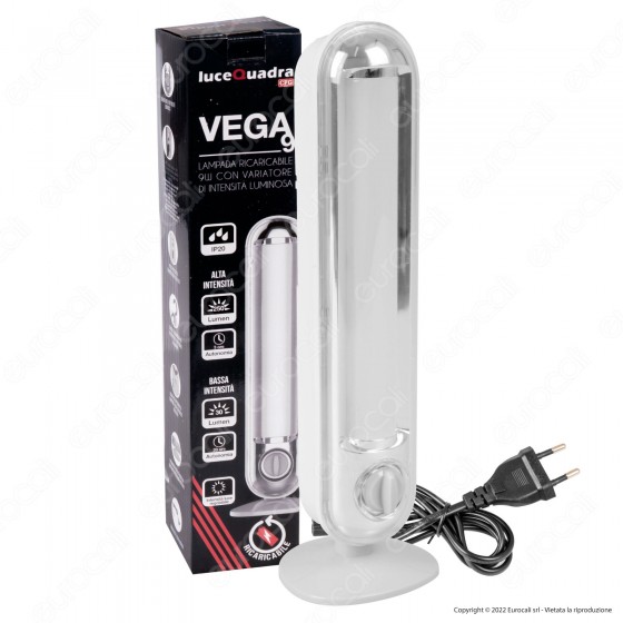 CFG LuceQuadra Vega9 Lampada LED 9W Ricaricabile con Variatore di CFG LuceQuadra Vega9 Lampada LED 9W Ricaricabile con Variatore di