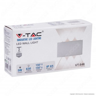 V-Tac VT-846 Lampada LED da Muro 5W Wall Light Bianca con 6 LED