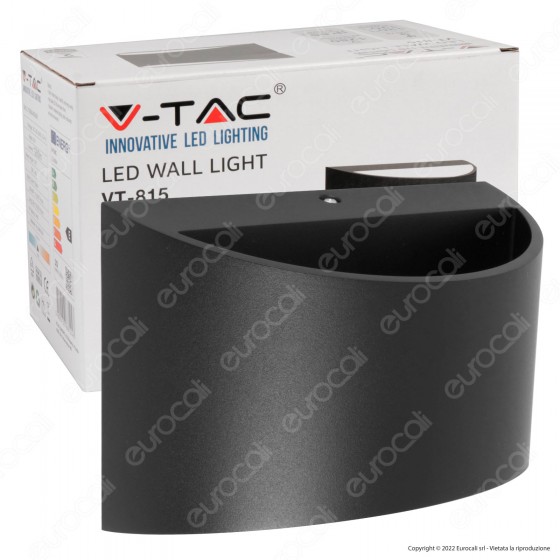 V-Tac VT-815 Lampada LED da Muro 9W Wall Light Nera con Doppio V-Tac VT-815 Lampada LED da Muro 9W Wall Light Nera con Doppio
