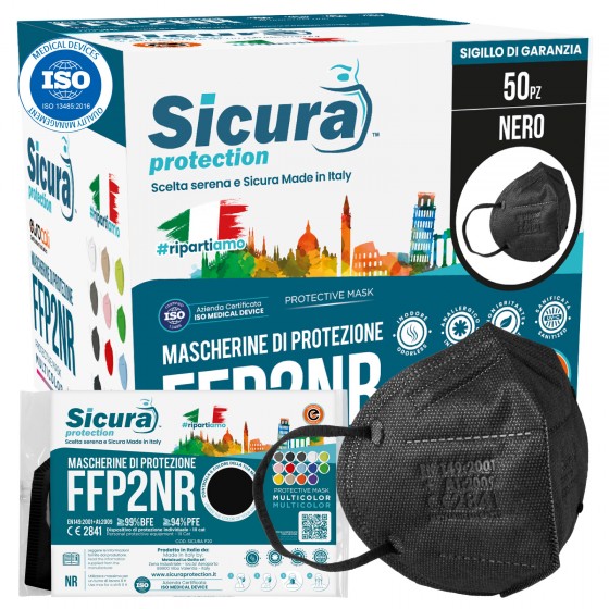 Sicura Protection 50 Mascherine Protettive Colore Nero Elastici Neri Sicura Protection 50 Mascherine Protettive Colore Nero Elastici Neri