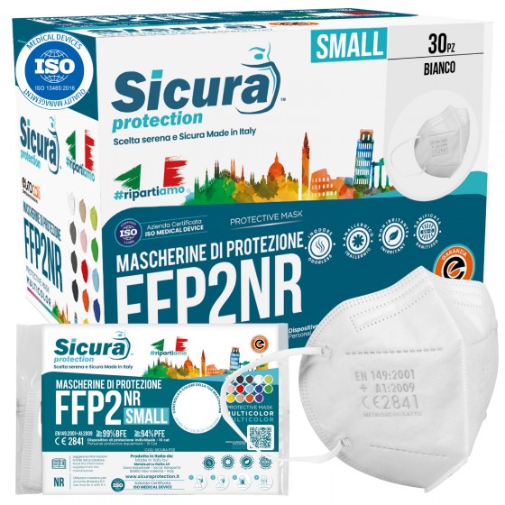 Sicura Protection 30 Mascherine Small Filtranti Monouso con Sicura Protection 30 Mascherine Small Filtranti Monouso con