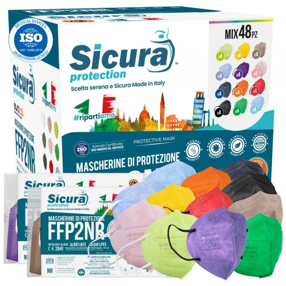 Sicura Protection 48 Mascherine Protettive Colorate Filtranti Monouso Sicura Protection 48 Mascherine Protettive Colorate Filtranti Monouso
