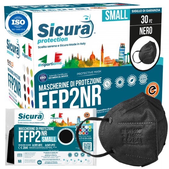 Sicura Protection 30 Mascherine Small Colore Nero Filtranti Monouso Sicura Protection 30 Mascherine Small Colore Nero Filtranti Monouso