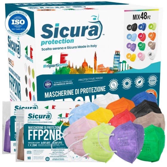 Sicura Protection 48 Mascherine Small Protettive Colorate Filtranti Sicura Protection 48 Mascherine Small Protettive Colorate Filtranti