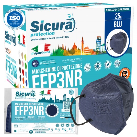Sicura Protection 25 Mascherine Protettive Colore Blu Filtranti Sicura Protection 25 Mascherine Protettive Colore Blu Filtranti
