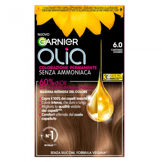 Garnier Olia Tinta Permanente per Capelli 6.0 Castano Chiaro Senza