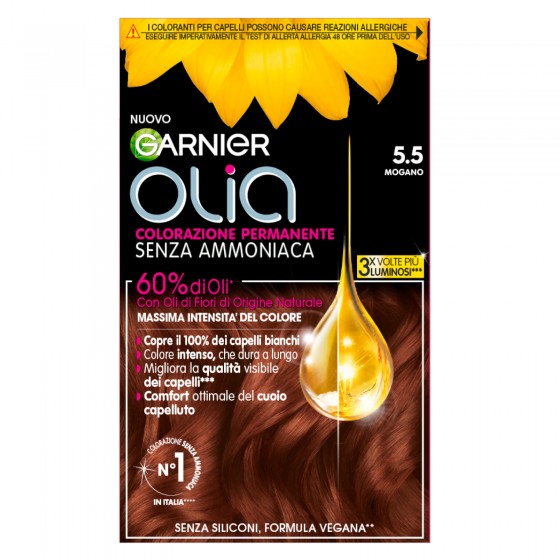 Garnier Olia Tinta Permanente per Capelli 5.5 Mogano Senza Ammoniaca Garnier Olia Tinta Permanente per Capelli 5.5 Mogano Senza Ammoniaca