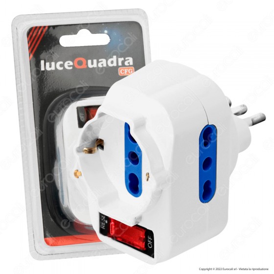 Adattatore Triplo Colore Bianco con Protezione e Spina Rotante CFG Adattatore Triplo Colore Bianco con Protezione e Spina Rotante CFG