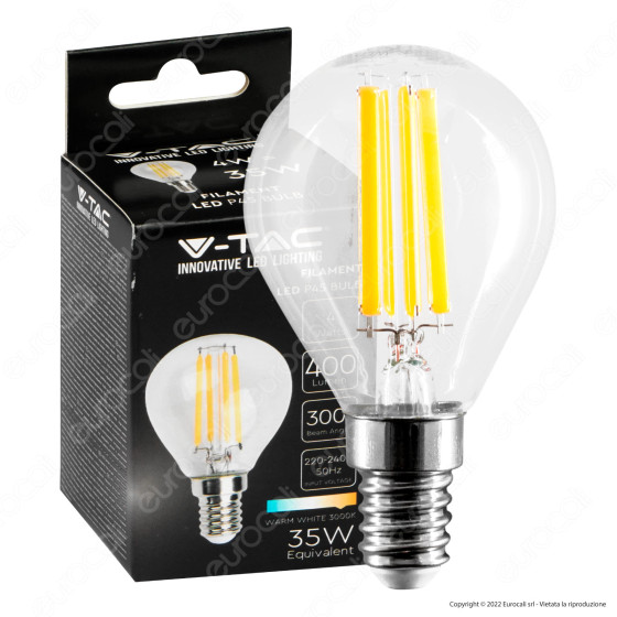 V-Tac VT-1996 Lampadina LED E14 4W Bulb P45 MiniGlobo Filament V-Tac VT-1996 Lampadina LED E14 4W Bulb P45 MiniGlobo Filament