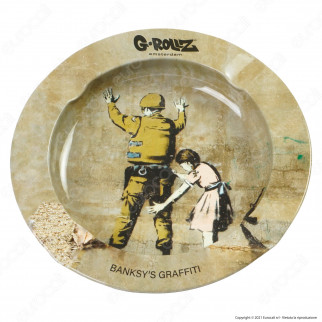 G-Rollz Amsterdam Posacenere Rotondo in Metallo con Fantasia Banksy's