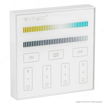 V-Tac Smart VT-2439 Pannello di Controllo Dimmer Touch Wireless a Parete per Controller Strisce LED