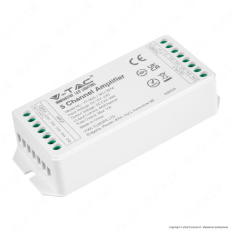 V-Tac VT-2435 Amplificatore di Corrente a 5 Canali per Strisce LED 12V o 24V - SKU 2914