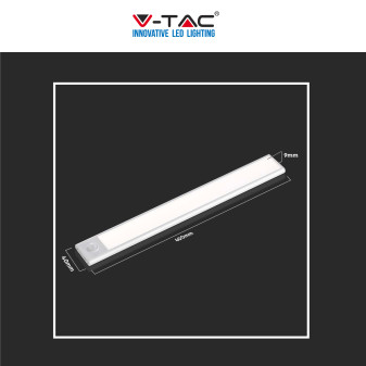 V-Tac VT-8142 Lampada LED da Armadio 2W SMD Ricaricabile Micro USB Sensore PIR di Movimento Colore