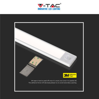 V-Tac VT-8142 Lampada LED da Armadio 2W SMD Ricaricabile Micro USB Sensore PIR di Movimento Colore