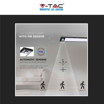 V-Tac VT-8142 Lampada LED da Armadio 2W SMD Ricaricabile Micro USB Sensore PIR di Movimento Colore