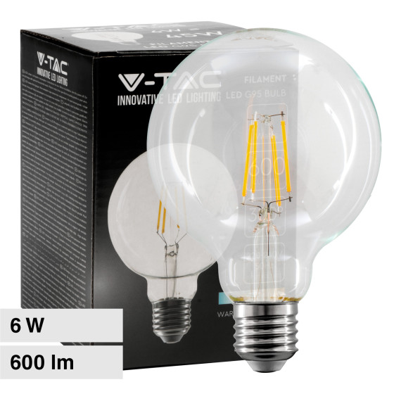 V-Tac VT-1993 Lampadina LED E27 6W Bulb G95 Globo Filament V-Tac VT-1993 Lampadina LED E27 6W Bulb G95 Globo Filament