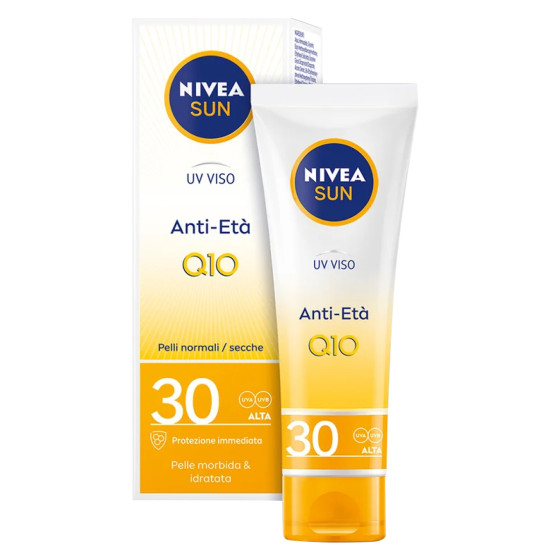 Nivea Sun UV Viso Anti-Età Q10 SPF 30 Crema Solare Idratante a Nivea Sun UV Viso Anti-Età Q10 SPF 30 Crema Solare Idratante a