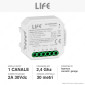 Life Modulo 1CH N.O. Wireless Apertura Cancello o Garage Wi-Fi 2.4 GHz Smart - mod. 39.9WI50220