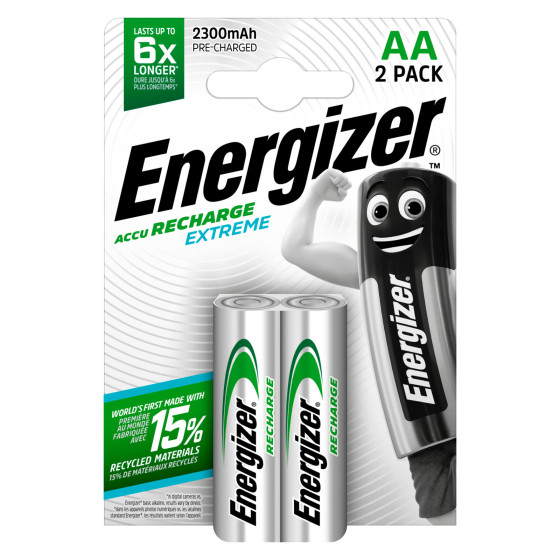 Energizer Accu Recharge Extreme HR6 Stilo AA Mignon 1.2V Pile Ricaricabili 2300mAh - Blister da 2 Energizer Accu Recharge Extreme HR6 Stilo AA Mignon 1.2V Pile Ricaricabili 2300mAh - Blister da 2