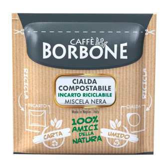 50 Cialde Compostabili Caffè Borbone Miscela Nera Incarto Riciclabile