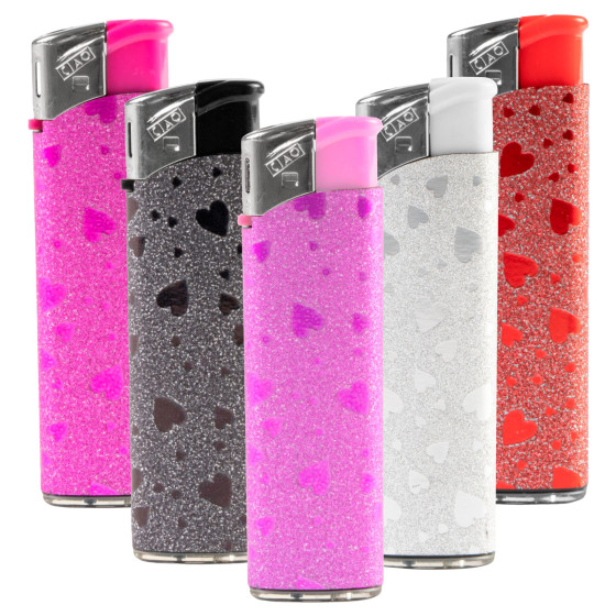 Ciao Accendini Elettronici Large Fantasia Glitter Heart - Serie da 5 Accendini Ciao Accendini Elettronici Large Fantasia Glitter Heart - Serie da 5 Accendini