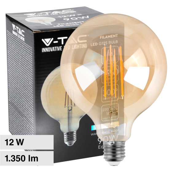 V-Tac VT-2153 Lampadina LED E27 12W Bulb G125 Globo Filament V-Tac VT-2153 Lampadina LED E27 12W Bulb G125 Globo Filament