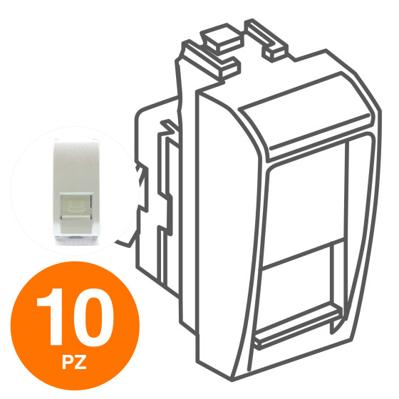 MAPAM Connettore Di Rete Rj45 GEM Alluminio - Confezione 10pz - mod. 627A - Compatibile con Vimar