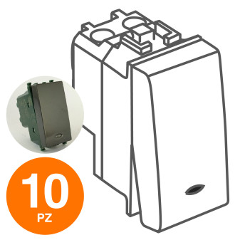 MAPAM Invertitore Spia (16A-250V) GEM Nero - Confezione 10pz - mod. 664N - Compatibile con Vimar