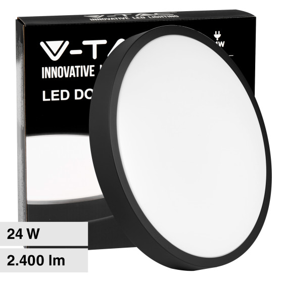 V-Tac VT-8624 Plafoniera LED Rotonda 24W SMD IP44 Colore Nero - V-Tac VT-8624 Plafoniera LED Rotonda 24W SMD IP44 Colore Nero -