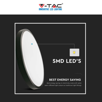 V-Tac VT-8624 Plafoniera LED Rotonda 24W SMD IP44 Colore Nero -