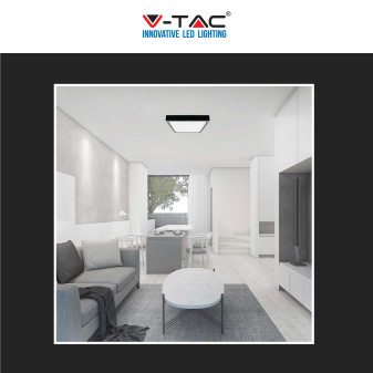 V-Tac VT-8624 Plafoniera LED Quadrata 24W SMD IP44 Colore Nero