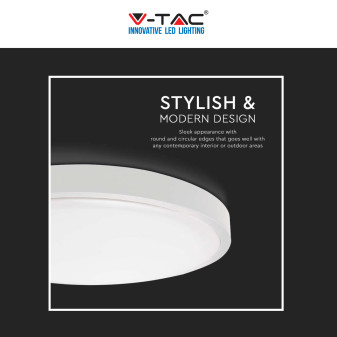 V-Tac VT-8624 Plafoniera LED Rotonda 24W SMD IP44 Colore Bianco