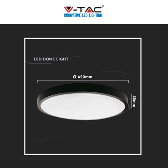 V-Tac VT-8630 Plafoniera LED Rotonda 30W SMD IP44 Colore Nero -