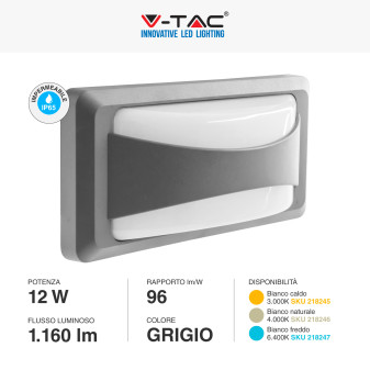 V-Tac VT-8058 Lampada LED da Muro 12W Wall Light SMD IP65