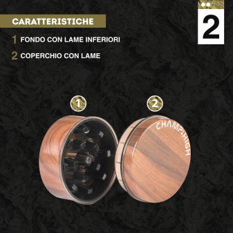 Champ High Grinder Tritatabacco 2 Parti in Plastica Special Finish Colore Legno